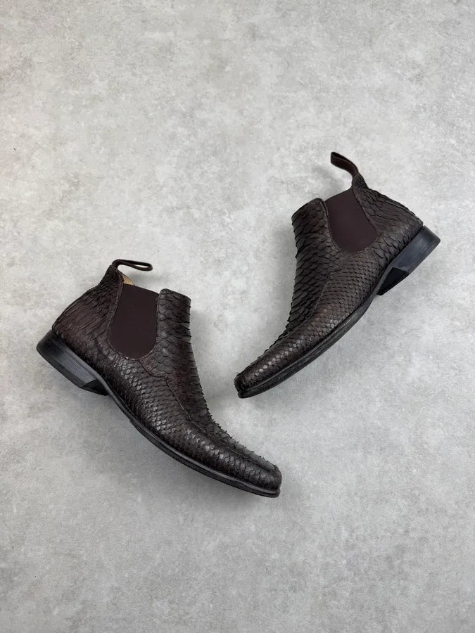 Cesare Paciotti Brown Python Leather Chelsea Boots HcNoNQb 1
