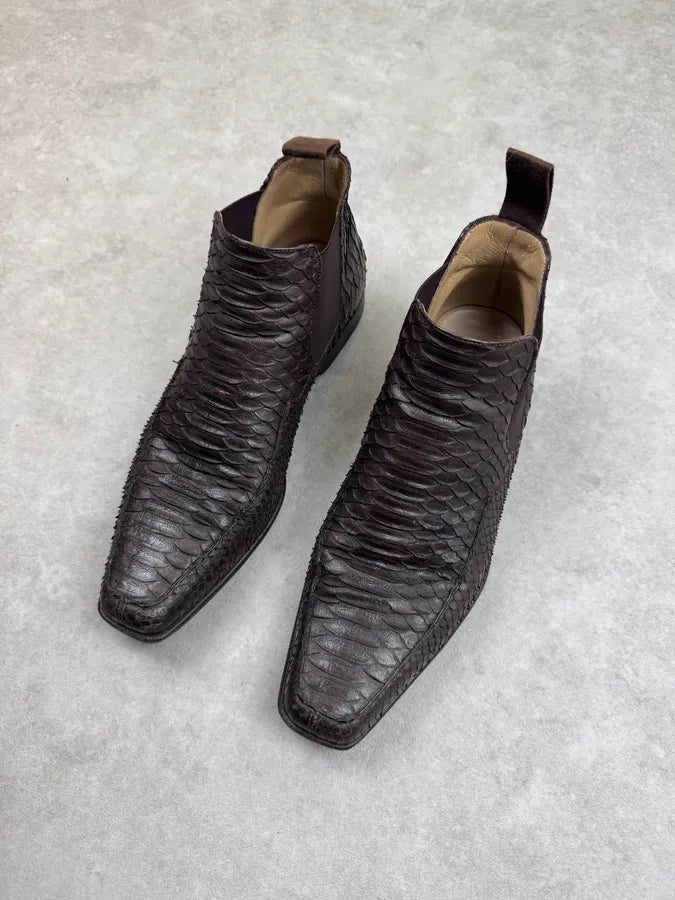 Cesare Paciotti Brown Python Leather Chelsea Boots HcNoNQb 4