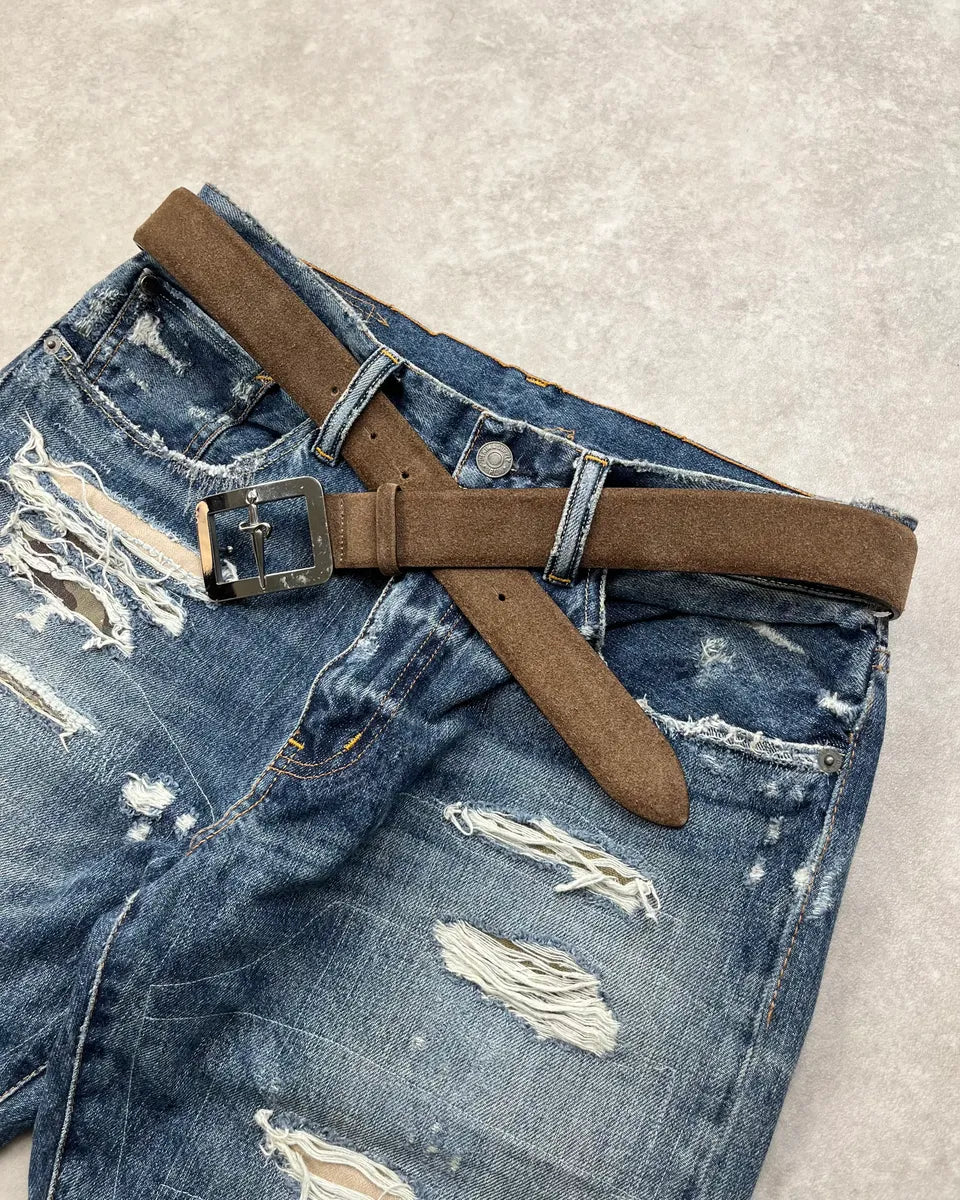 Cesare Paciotti Brown Suede Sword Buckle Belt ohuNlkF 2