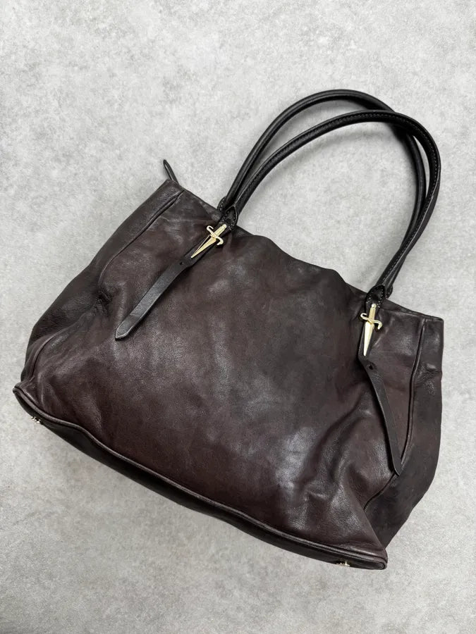 Cesare Paciotti Brown Sword Charm Dagger Shoulder Bag RSIyliE 5