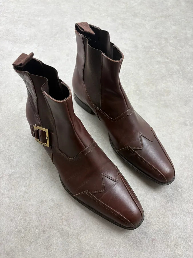 Cesare Paciotti Brown Leather Buckle Chelsea Boots rgqwosu 3