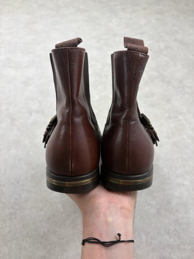 Cesare Paciotti Brown Leather Buckle Chelsea Boots rgqwosu 6