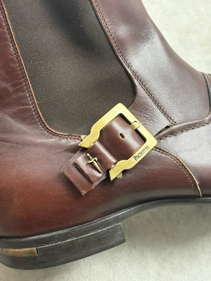 Cesare Paciotti Brown Leather Buckle Chelsea Boots rgqwosu 8