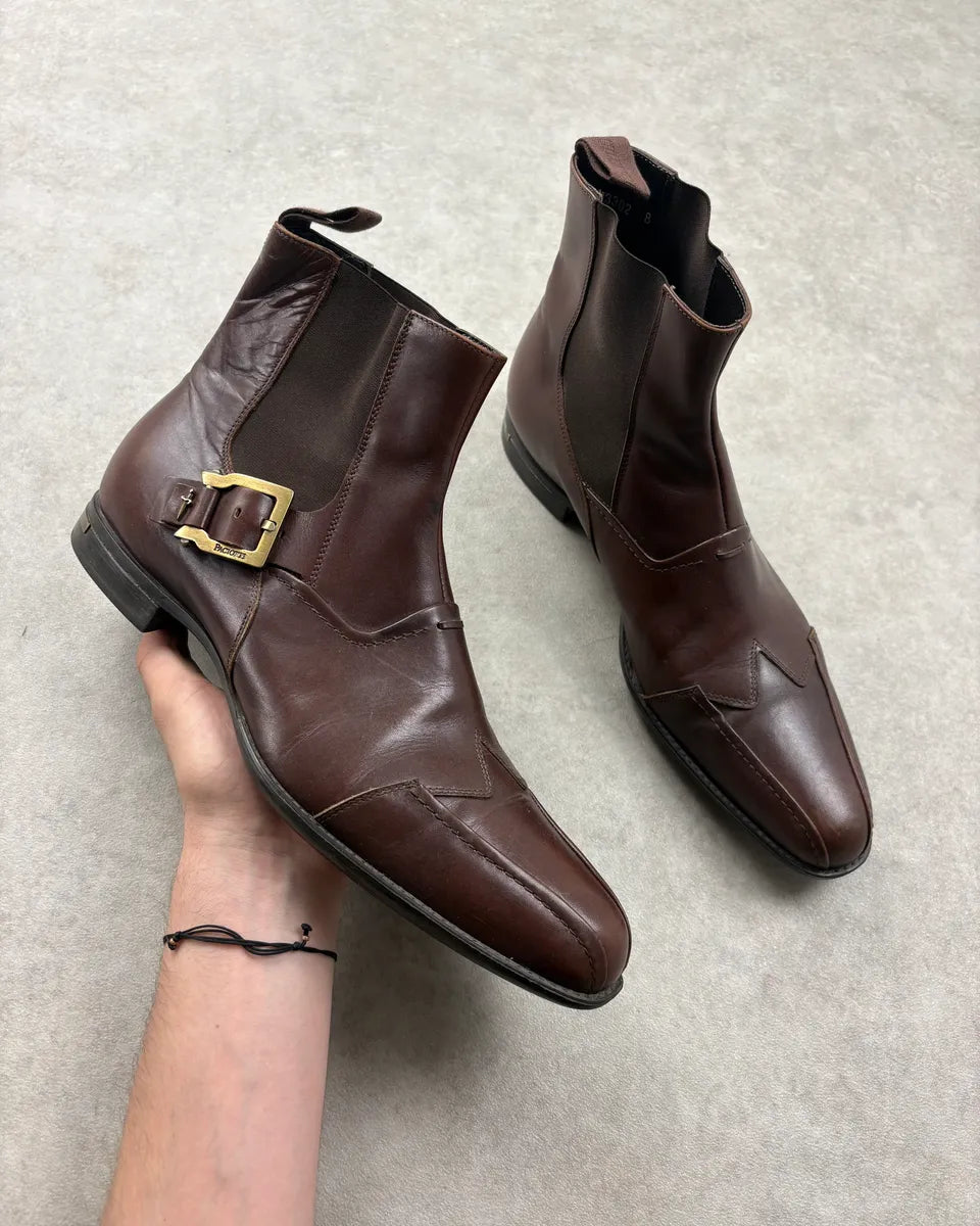 Cesare Paciotti Brown Leather Buckle Chelsea Boots rgqwosu 0