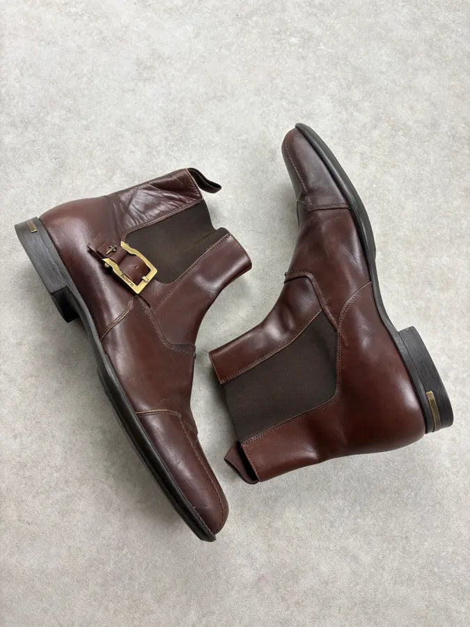 Cesare Paciotti Brown Leather Buckle Chelsea Boots rgqwosu 5