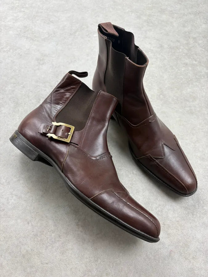 Cesare Paciotti Brown Leather Buckle Chelsea Boots rgqwosu 4