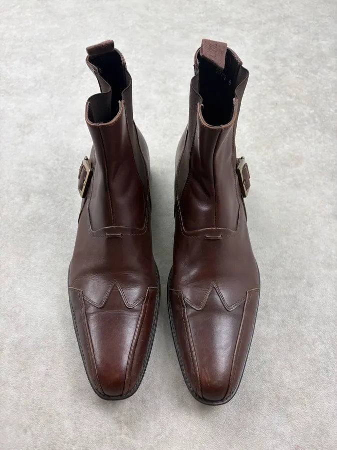 Cesare Paciotti Brown Leather Buckle Chelsea Boots rgqwosu 1