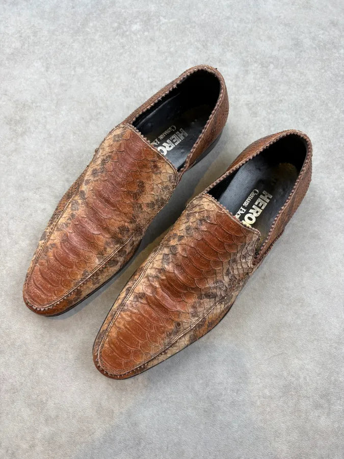 Cesare Paciotti Cognac Python Leather Loafer Shoes aSnUWbC 2
