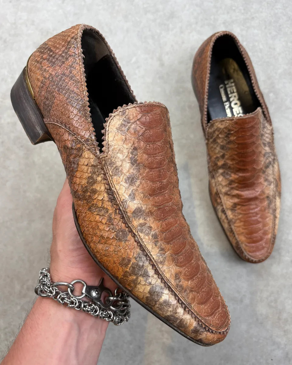 Cesare Paciotti Cognac Python Leather Loafer Shoes aSnUWbC 0
