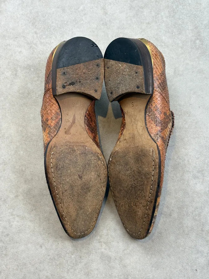 Cesare Paciotti Cognac Python Leather Loafer Shoes aSnUWbC 6