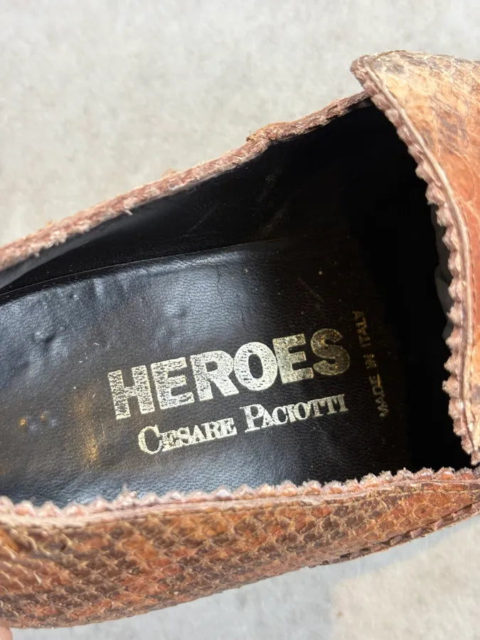Cesare Paciotti Cognac Python Leather Loafer Shoes aSnUWbC 7