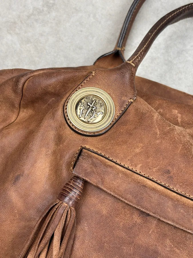 Cesare Paciotti Cognac Suede Tassel Hobo Bag UyLeTbz 6