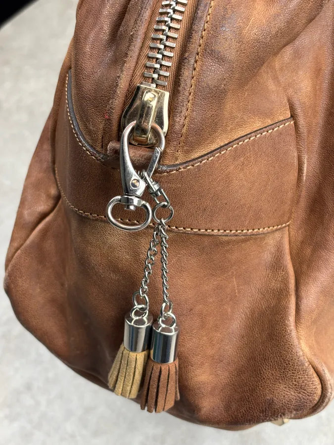 Cesare Paciotti Cognac Suede Tassel Hobo Bag UyLeTbz 9