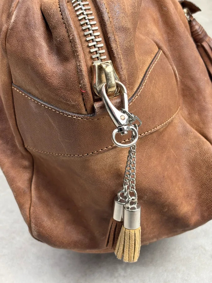 Cesare Paciotti Cognac Suede Tassel Hobo Bag UyLeTbz 8