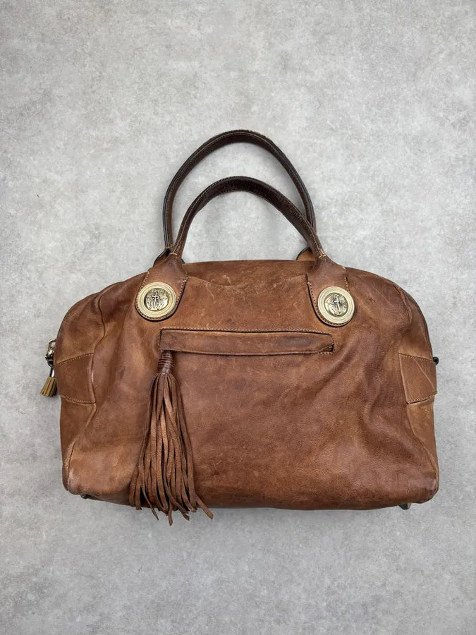 Cesare Paciotti Cognac Suede Tassel Hobo Bag UyLeTbz 3