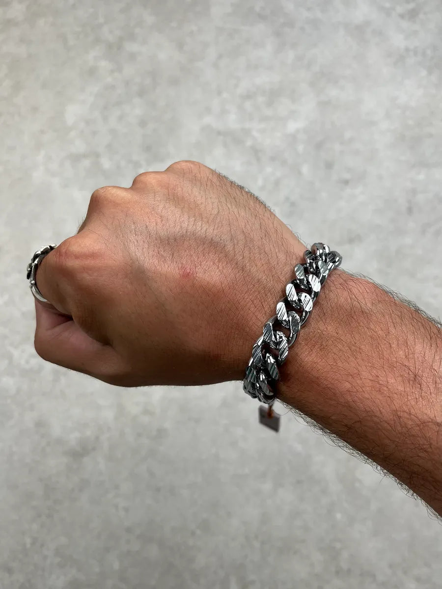 Cesare Paciotti Cuban Link Silver Bracelet NEowIcs 0