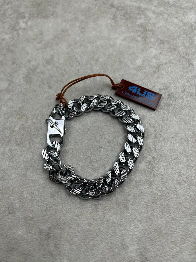 Cesare Paciotti Cuban Link Silver Bracelet NEowIcs 4