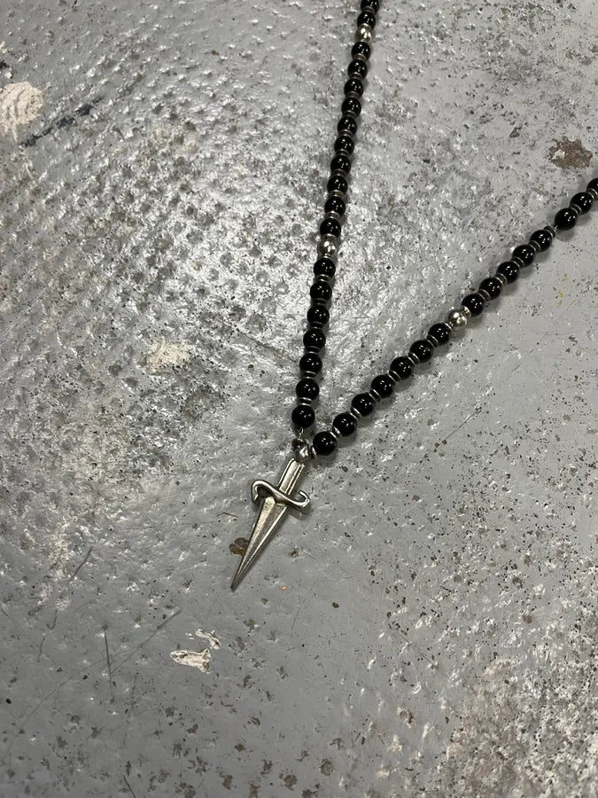 Cesare Paciotti Dagger Black Beaded Necklace ezGgrFK 2