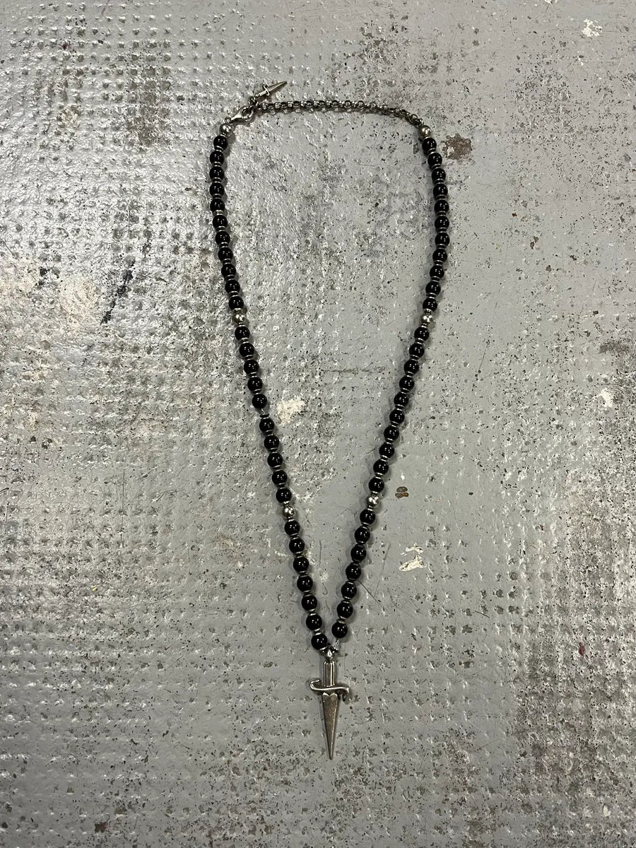 Cesare Paciotti Dagger Black Beaded Necklace ezGgrFK 5