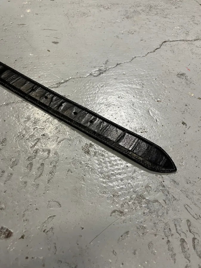 Cesare Paciotti Dagger Bronze Buckle Black Leather Belt vULeSWt 5