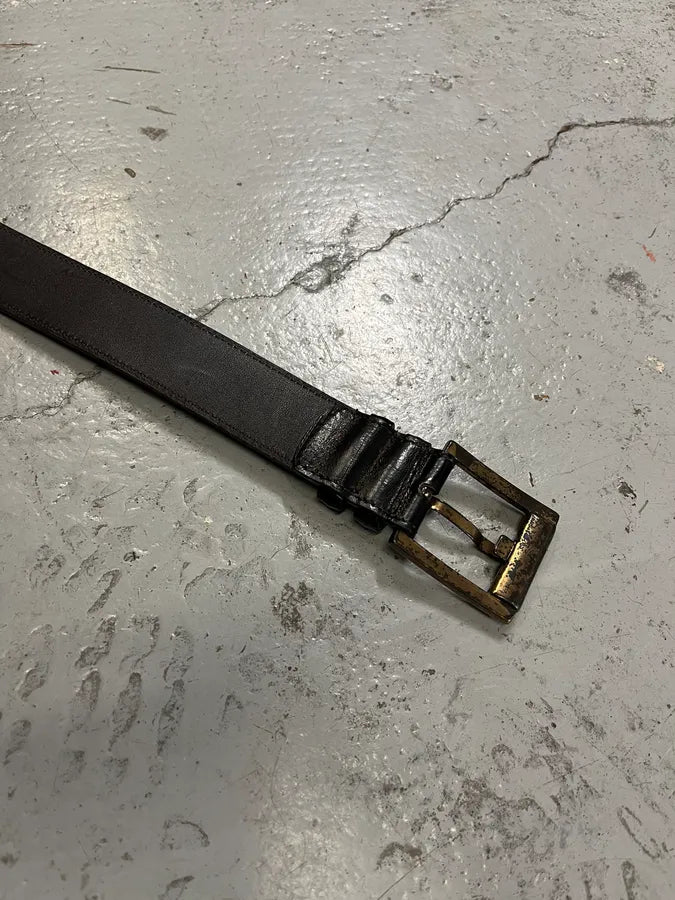 Cesare Paciotti Dagger Bronze Buckle Black Leather Belt vULeSWt 6