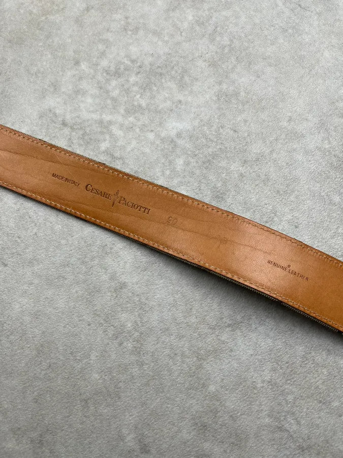 Cesare Paciotti Dagger Buckle Beige Canvas Belt LOwBZTN 7