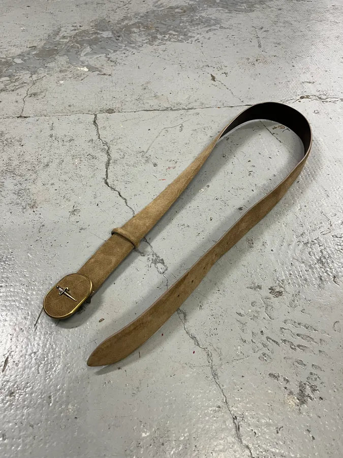 Cesare Paciotti Dagger Buckle Belt Beige Suede Belt iAlsyMa 2