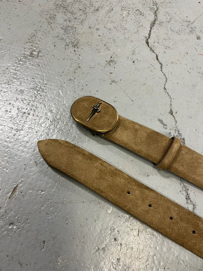 Cesare Paciotti Dagger Buckle Belt Beige Suede Belt iAlsyMa 3
