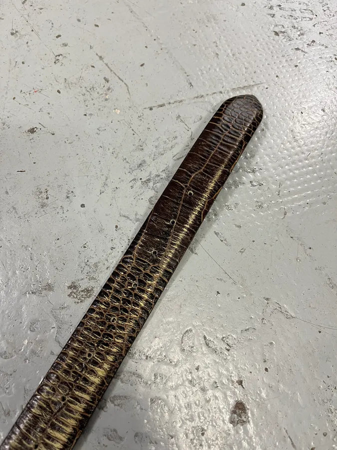 Cesare Paciotti Dagger Buckle Crocodile Effect Brown Leather Belt nlYoVvh 5