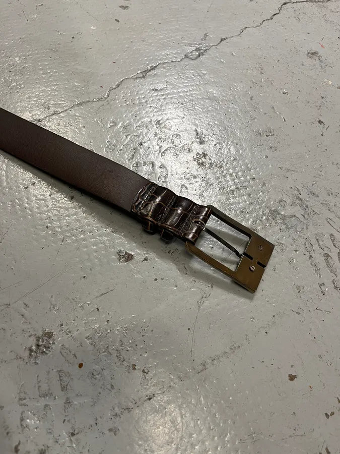 Cesare Paciotti Dagger Buckle Crocodile Effect Brown Leather Belt nlYoVvh 6