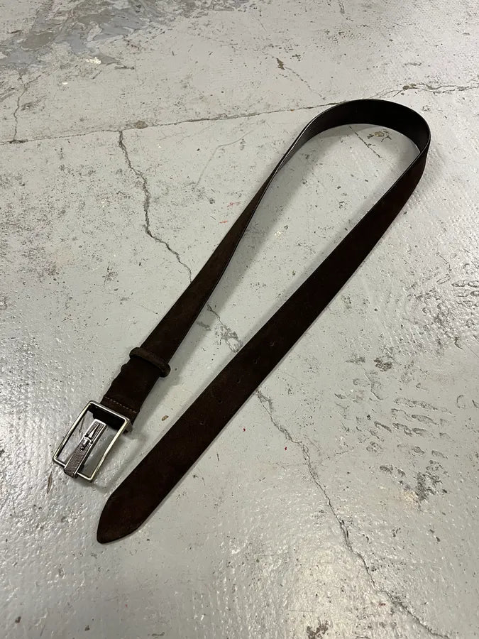 Cesare Paciotti Dagger Buckle Dark Brown Suede Leather Belt omzrrrN 2