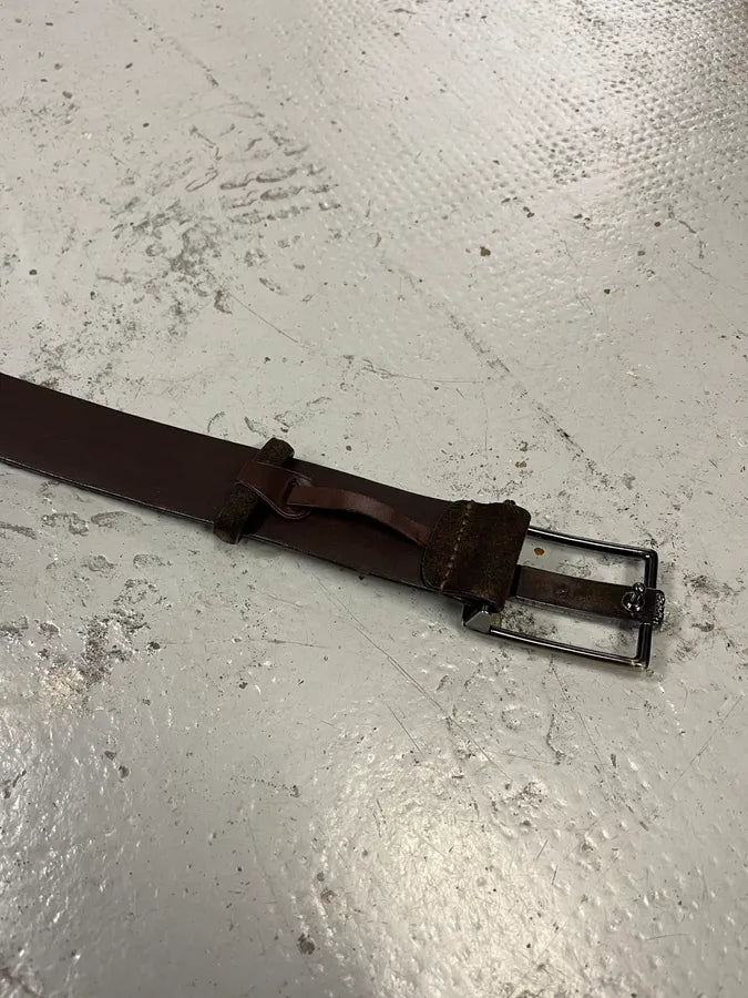 Cesare Paciotti Dagger Buckle Dark Brown Suede Leather Belt omzrrrN 6