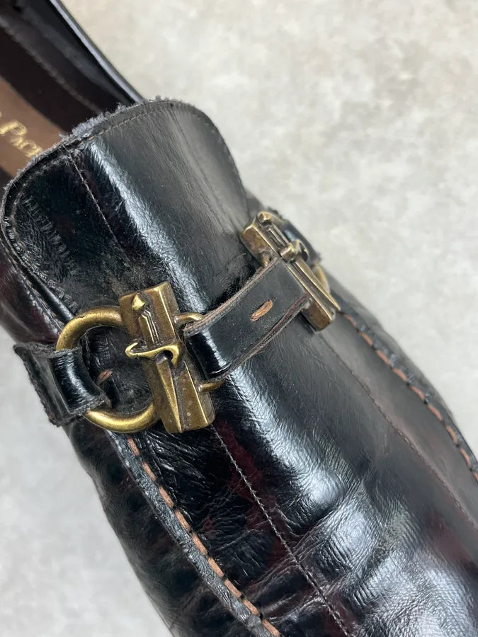 Cesare Paciotti Dark Brown Leather Plaid Loafers Shoes Qwcvxjv 8