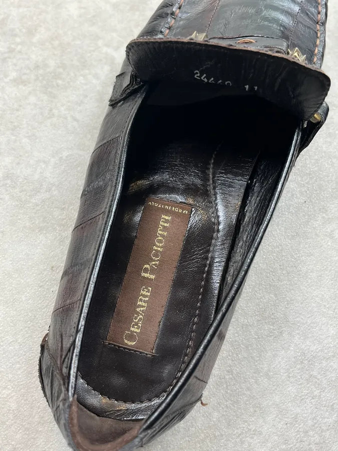 Cesare Paciotti Dark Brown Leather Plaid Loafers Shoes Qwcvxjv 10