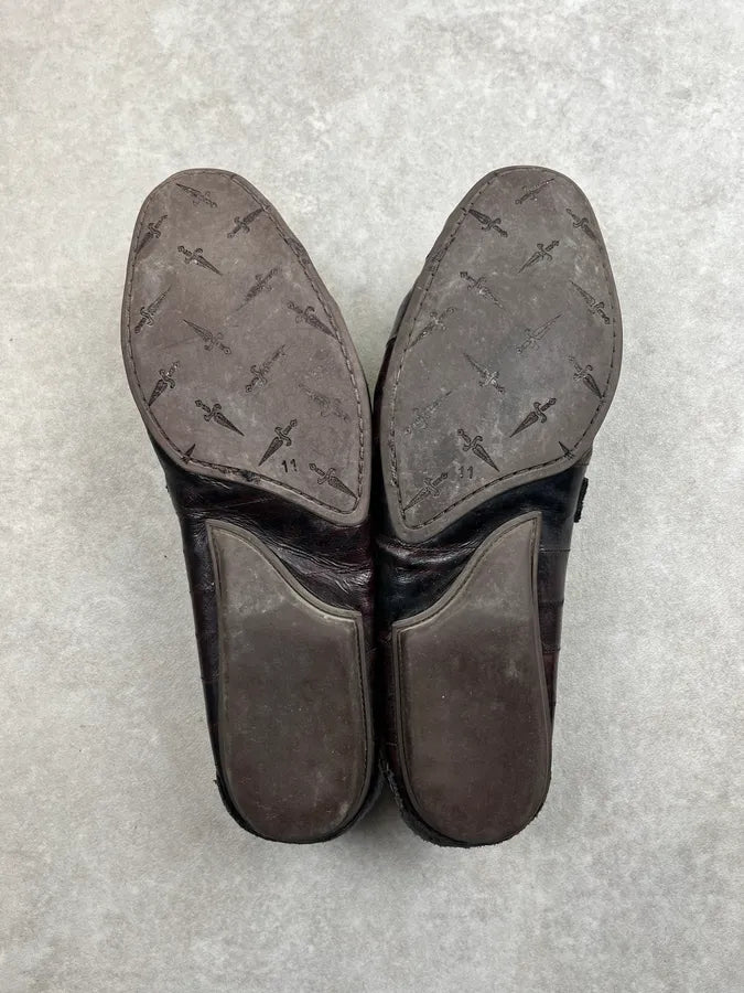 Cesare Paciotti Dark Brown Leather Plaid Loafers Shoes Qwcvxjv 6