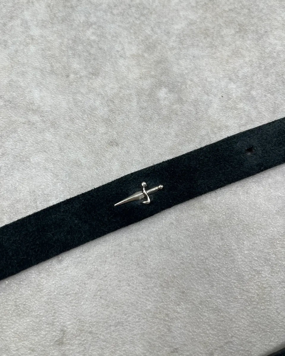Cesare Paciotti Gem Buckle Dagger Black Leather Belt FPZyzoI 5
