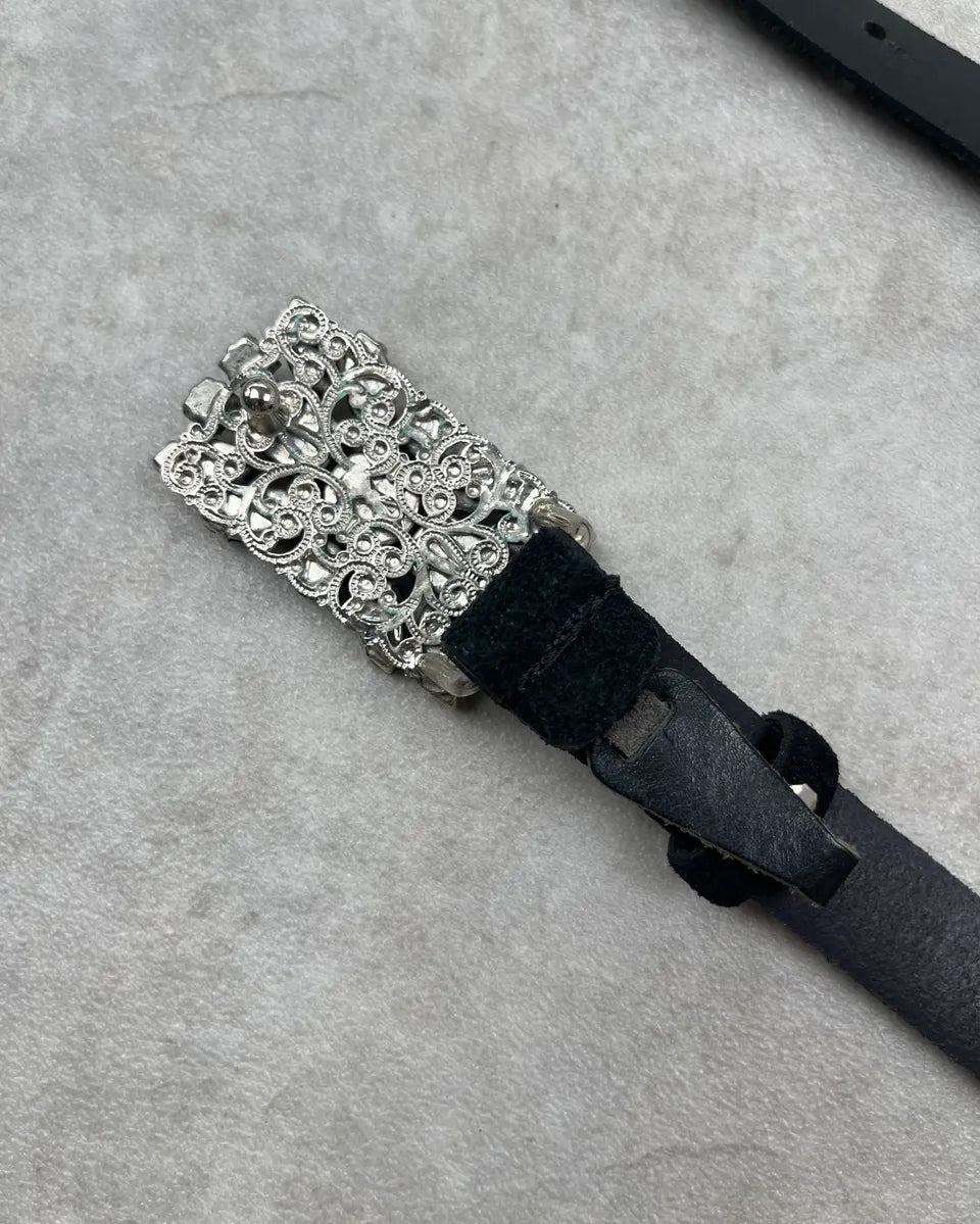 Cesare Paciotti Gem Buckle Dagger Black Leather Belt FPZyzoI 6