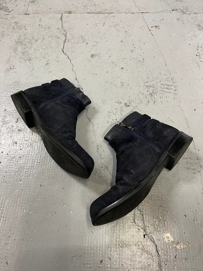 Cesare Paciotti Geometrical Buckle Navy Suede Leather Boots bNjfURL 2