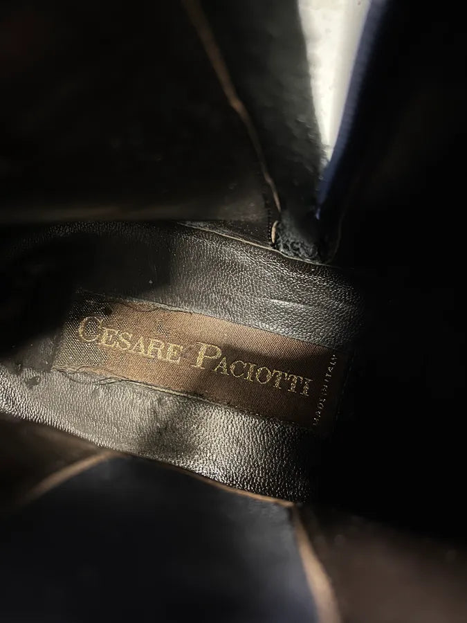 Cesare Paciotti Geometrical Buckle Navy Suede Leather Boots bNjfURL 9