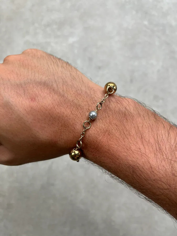 Cesare Paciotti Gold & Silver Beaded Bracelet HUIMMJS 2