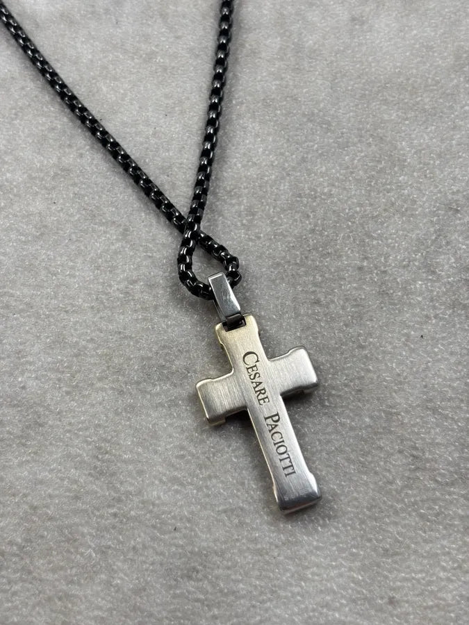 Cesare Paciotti Black Gold Cross Necklace USrwocw 3