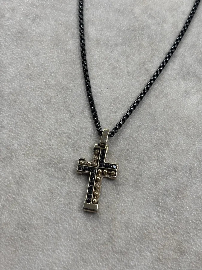 Cesare Paciotti Black Gold Cross Necklace USrwocw 2