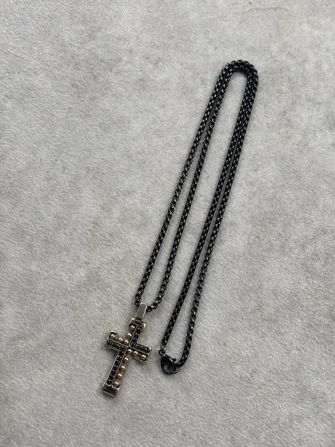 Cesare Paciotti Black Gold Cross Necklace USrwocw 4