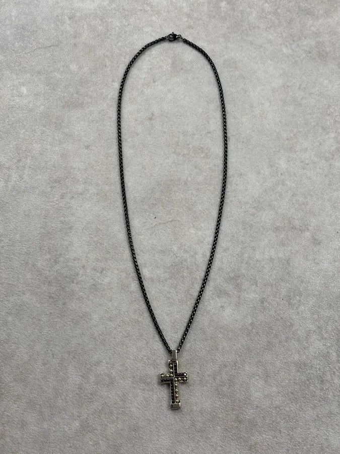 Cesare Paciotti Black Gold Cross Necklace USrwocw 0