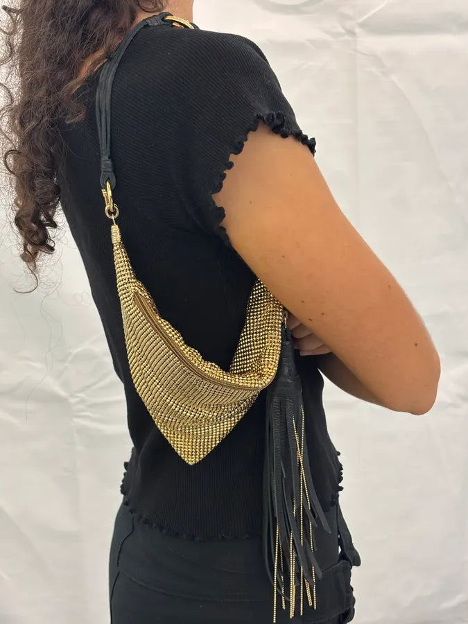 Cesare Paciotti Gold Mesh Metal Tassel Mini Bag CfKfvod 3