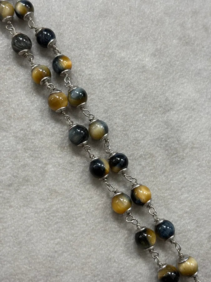 Cesare Paciotti Gold Tigers Eye Cross Pendant Necklace QyMFtlH 8