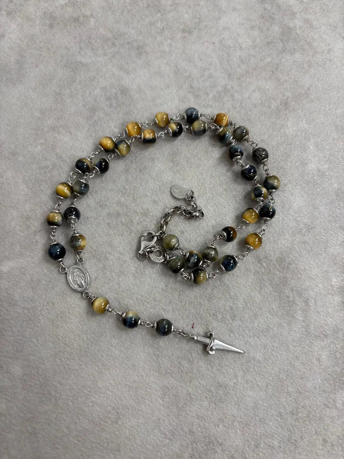 Cesare Paciotti Gold Tigers Eye Cross Pendant Necklace QyMFtlH 4