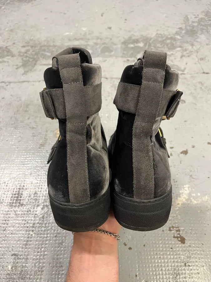 Cesare Paciotti Grey Velvet Buckle Strap Boots ctCmphO 5