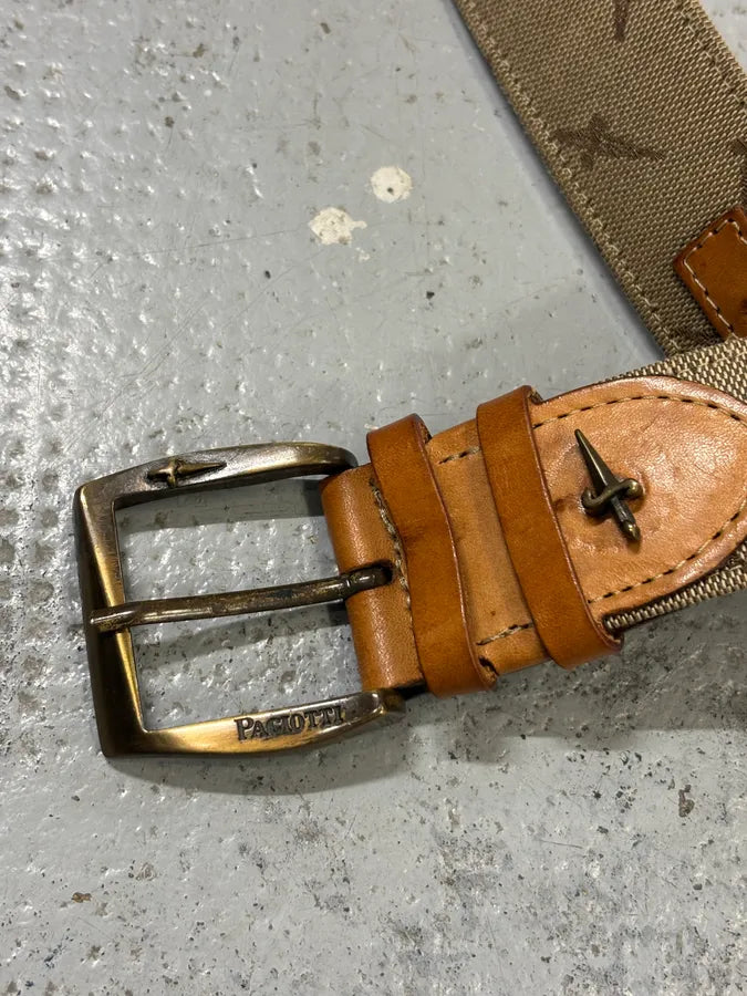 Cesare Paciotti Beige Canvas Cross-Embroidered Belt BdZYPAP 3