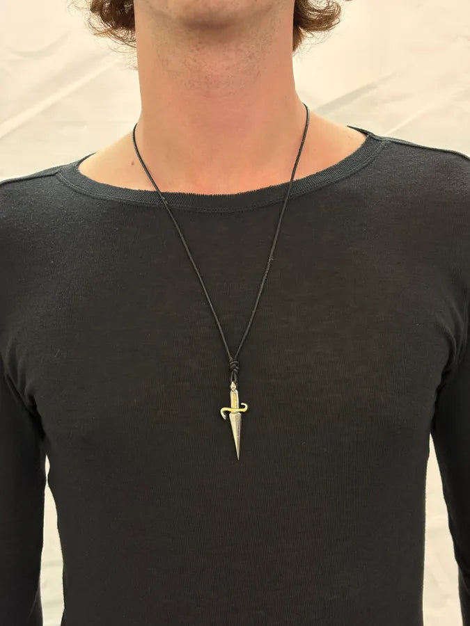 Cesare Paciotti Leather Dagger Pendant Necklace shayuPF 1